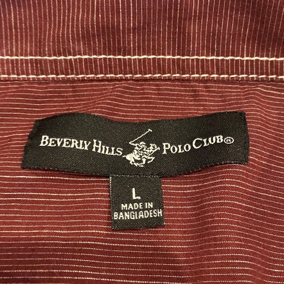 Beverly Hills Polo Club Maroon Casual Button-Down Shirt. Size L. - Picture 8 of 12